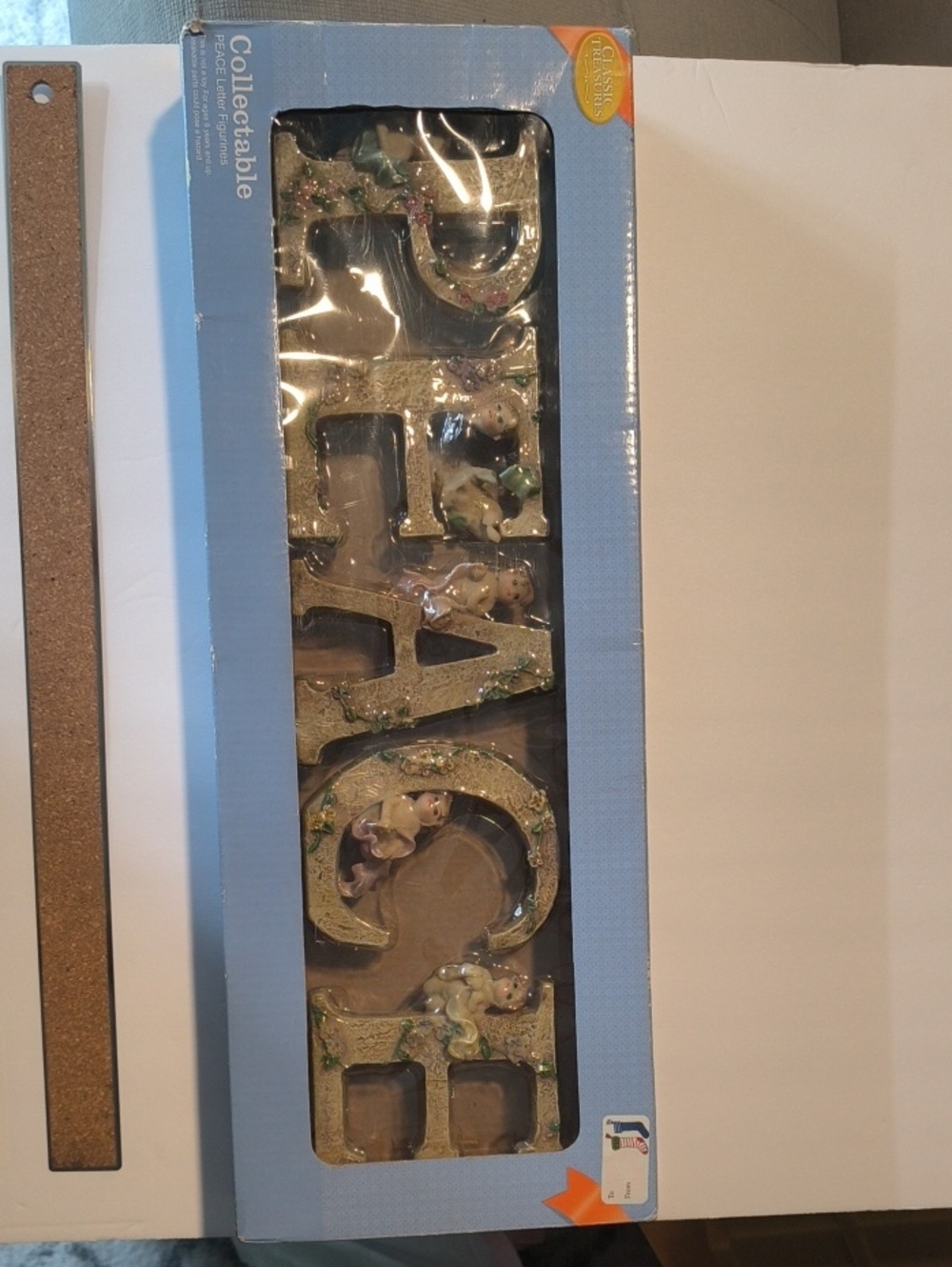 Collectable 'PEACE' Decorative Letter Set - Gold Glitter with Pastel Figurines